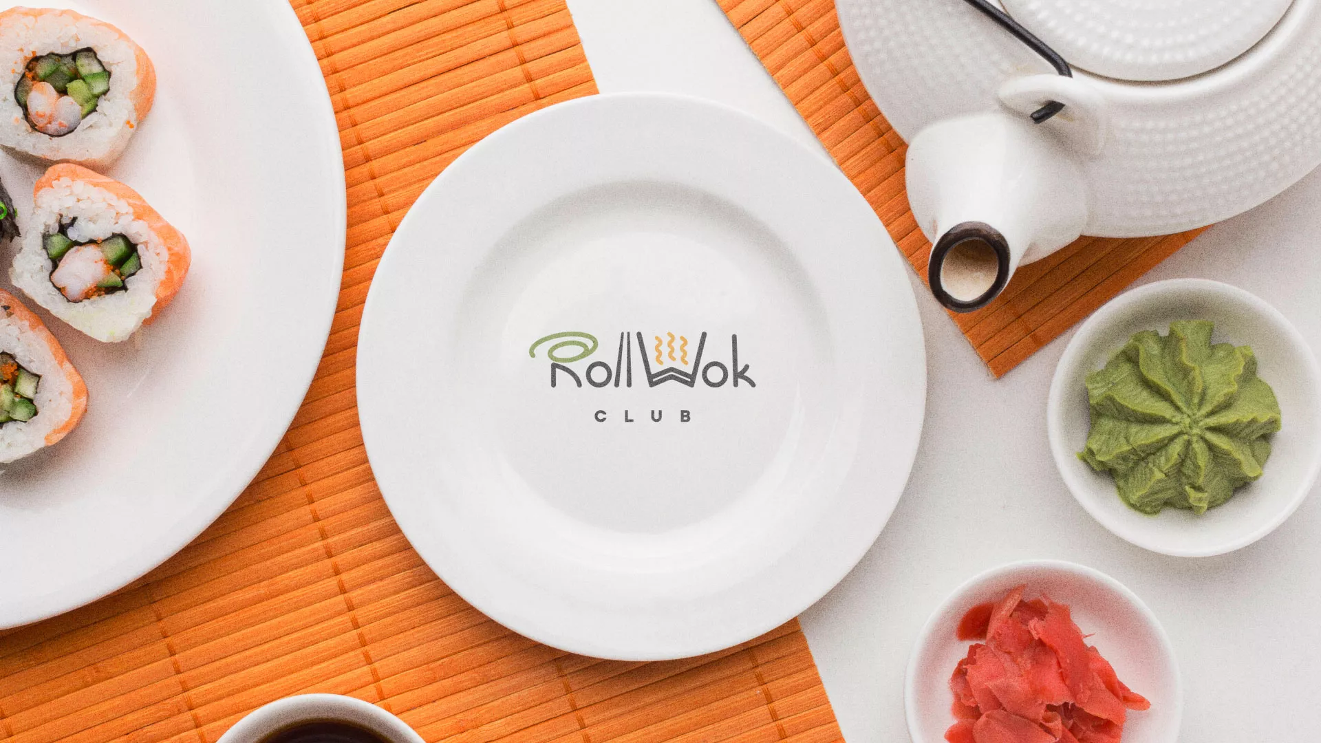 Разработка логотипа и фирменного стиля в Лосино-Петровске для суши-бара «Roll Wok Club»